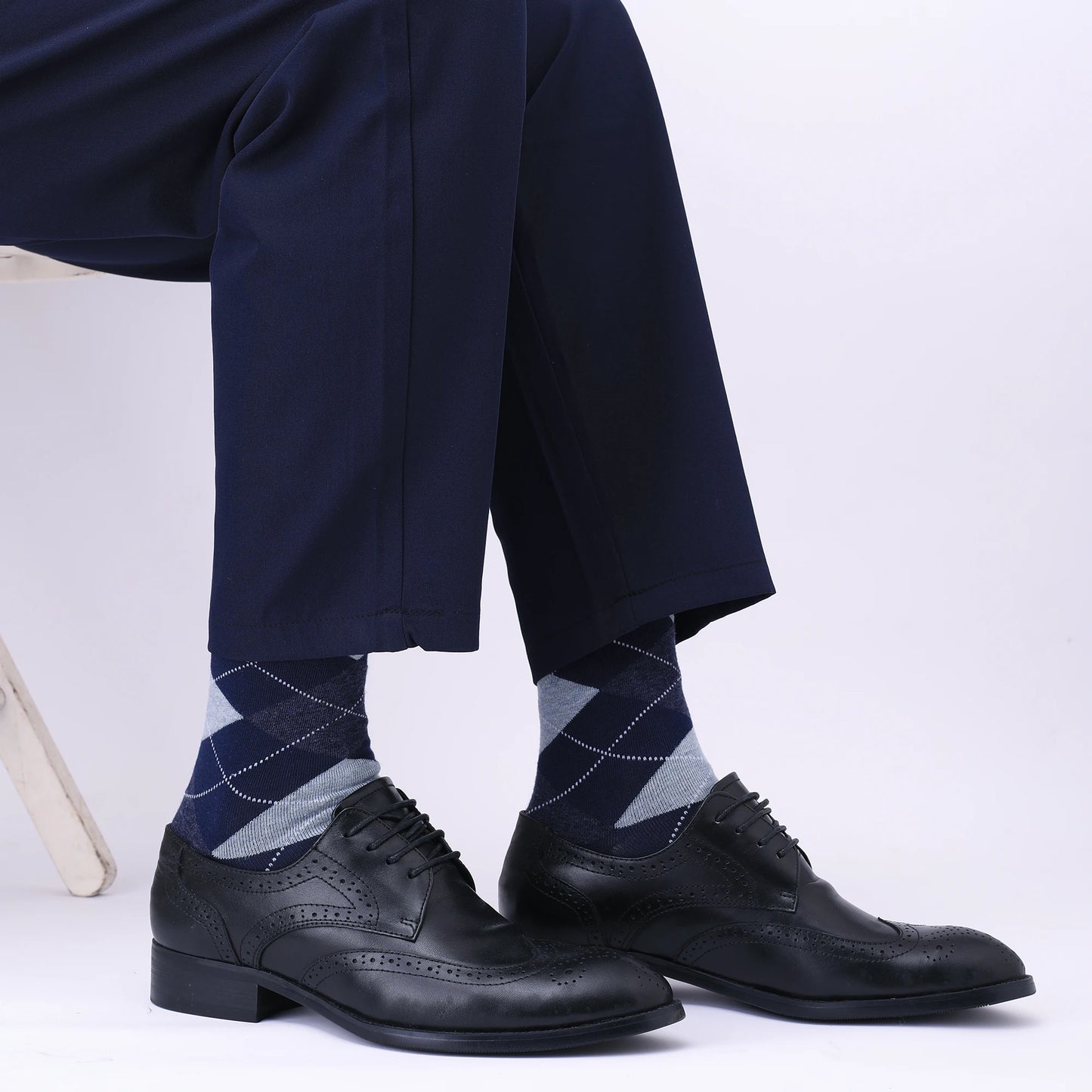 5 Pairs Mens Dress Socks Plus large Size,High Quality Combed Cotton Crew Socks,Black Cool Argyle Breathable Casual Socks for men FairBrands