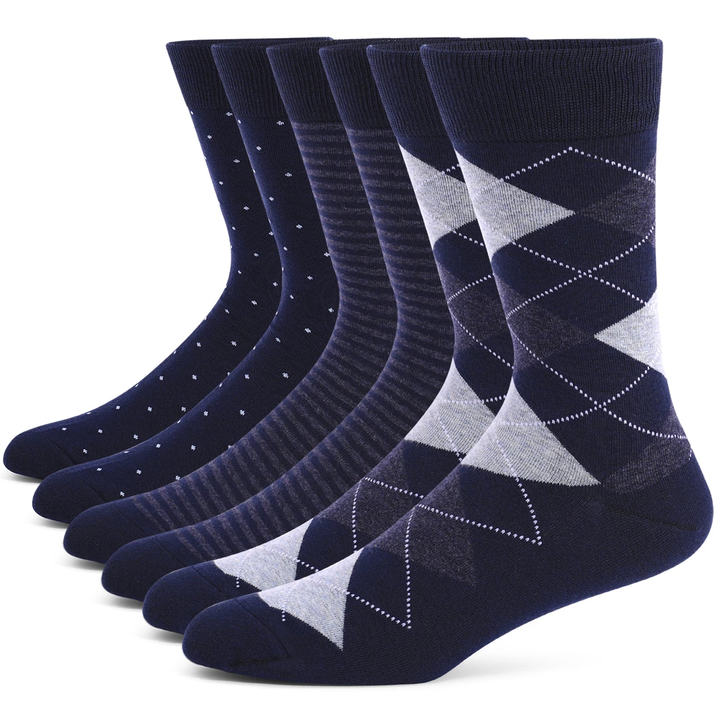 5 Pairs Mens Dress Socks Plus large Size,High Quality Combed Cotton Crew Socks,Black Cool Argyle Breathable Casual Socks for men FairBrands