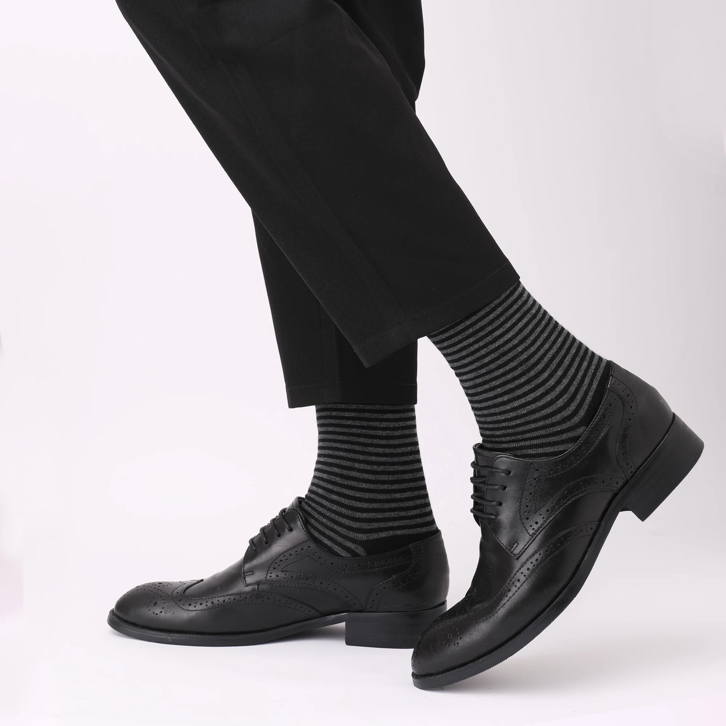 5 Pairs Mens Dress Socks stripe Plus Size,High Quality Combed Cotton Crew Socks,Black Cool Breathable Casual Socks for men FairBrands