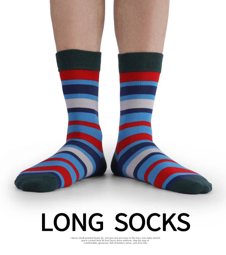 5 Pairs Mens Fun Dress Socks, Pattern Funny Socks Pack, Colorful Striped Combed Cotton Novelty Socks,Cool Breathable Casual Socks FairBrands