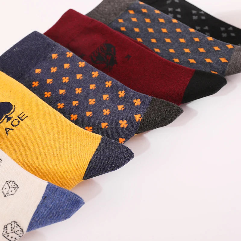 5 Pairs Mens Argyle Dress Socks Plus Size,High Quality Combed Cotton Crew Socks,Black Cool Breathable Casual Socks for men FairBrands
