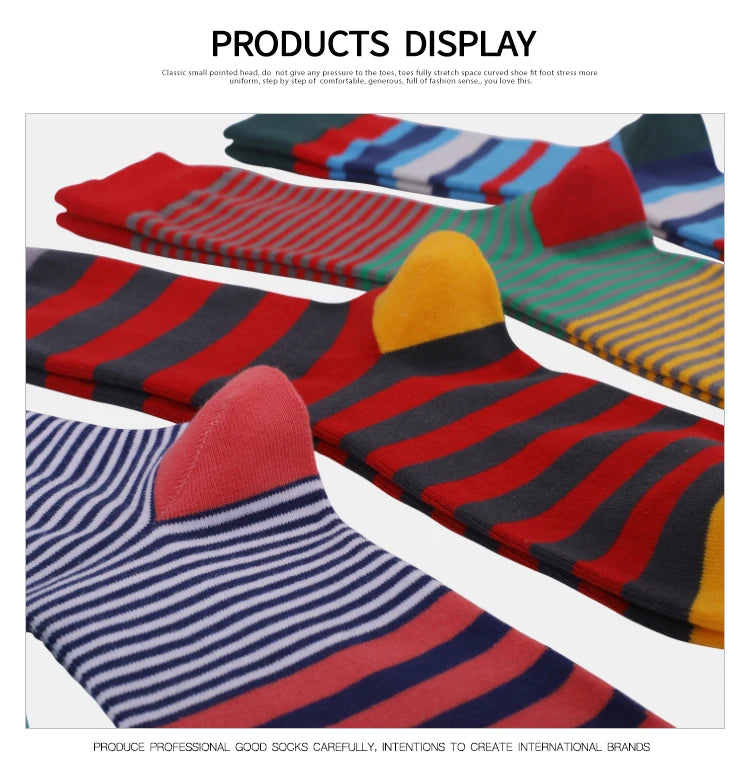 5 Pairs Mens Fun Dress Socks, Pattern Funny Socks Pack, Colorful Striped Combed Cotton Novelty Socks,Cool Breathable Casual Socks FairBrands