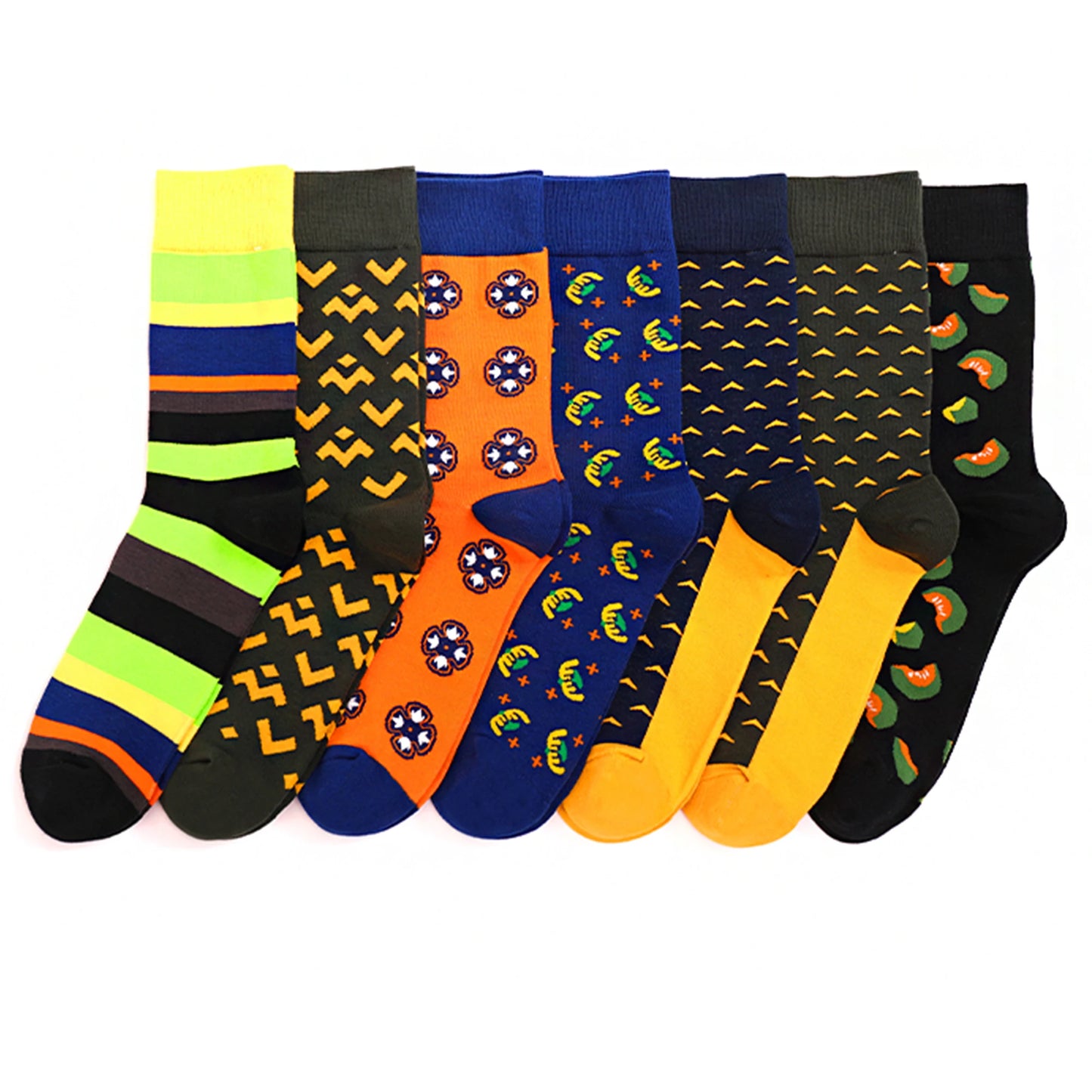 5 Pairs Mens Argyle Dress Socks Plus Size,High Quality Combed Cotton Crew Socks,Black Cool Breathable Casual Socks for men FairBrands