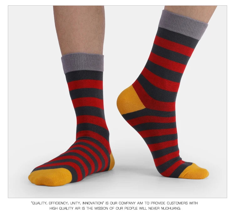 5 Pairs Mens Fun Dress Socks, Pattern Funny Socks Pack, Colorful Striped Combed Cotton Novelty Socks,Cool Breathable Casual Socks FairBrands