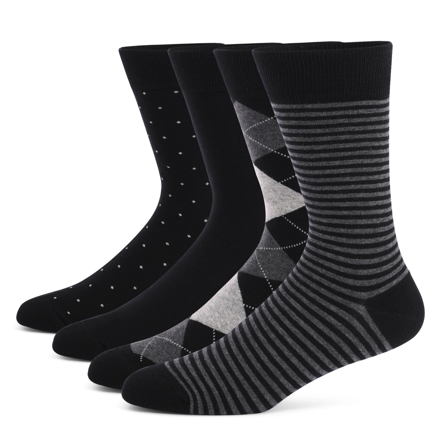 5 Pairs Mens Dress Socks Plus Size,High Quality Combed Cotton Crew Socks,Black Cool Argyle Breathable Casual Socks for men FairBrands