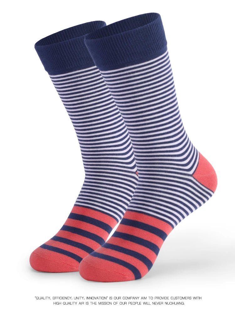 5 Pairs Mens Fun Dress Socks, Pattern Funny Socks Pack, Colorful Striped Combed Cotton Novelty Socks,Cool Breathable Casual Socks FairBrands