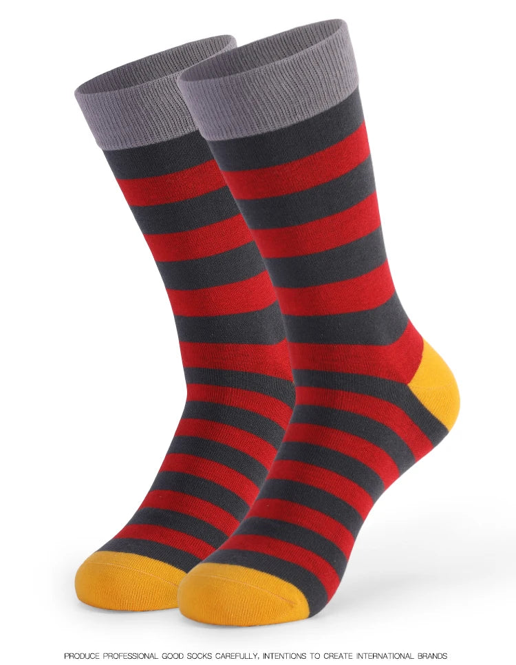 5 Pairs Mens Fun Dress Socks, Pattern Funny Socks Pack, Colorful Striped Combed Cotton Novelty Socks,Cool Breathable Casual Socks FairBrands