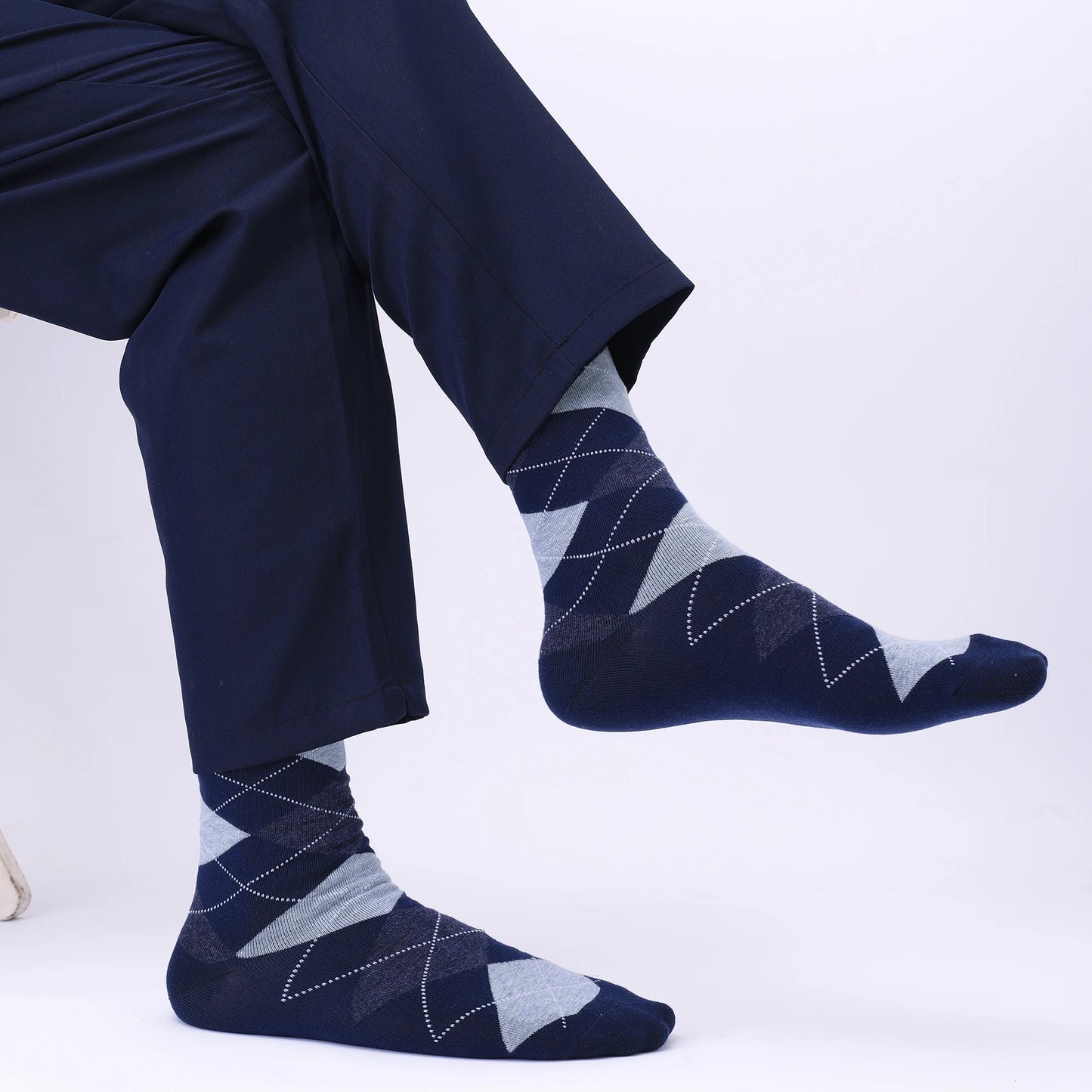 5 Pairs Mens Dress Socks Plus large Size,High Quality Combed Cotton Crew Socks,Black Cool Argyle Breathable Casual Socks for men FairBrands