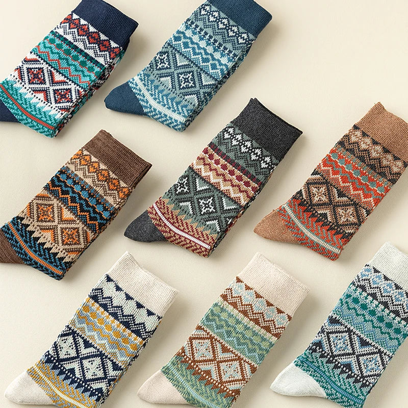 Men's Dress Socks,Cotton Crew Socks,3 Pairs,Breathable and sweat-absorbing ,Funky Colorful Pattern Crew Socks FairBrands