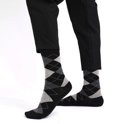 5 Pairs Mens Dress Socks stripe Plus Size，High Quality Combed Cotton Crew Socks，Black Cool Breathable Casual Socks for men FairBrands