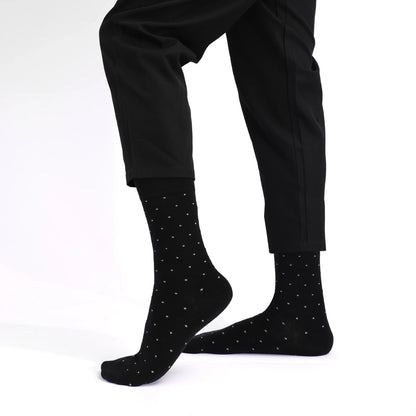 5 Pairs Mens Dress Socks stripe Plus Size，High Quality Combed Cotton Crew Socks，Black Cool Breathable Casual Socks for men FairBrands