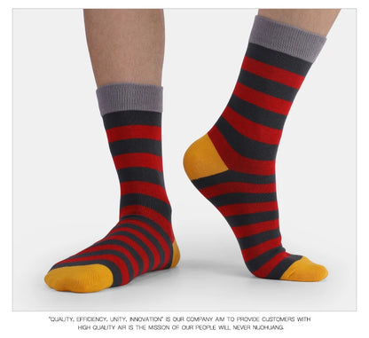 5 Pairs Mens Fun Dress Socks, Pattern Funny Socks Pack, Colorful Striped Combed Cotton Novelty Socks，Cool Breathable Casual Socks FairBrands