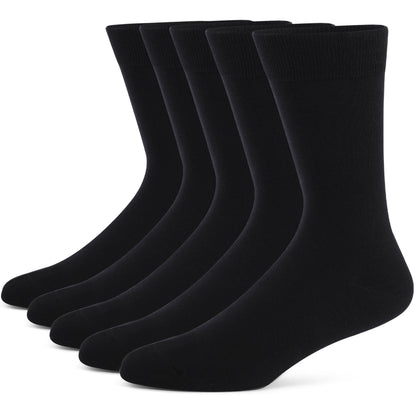 5 Pairs Mens Dress Socks stripe Plus Size，High Quality Combed Cotton Crew Socks，Black Cool Breathable Casual Socks for men FairBrands