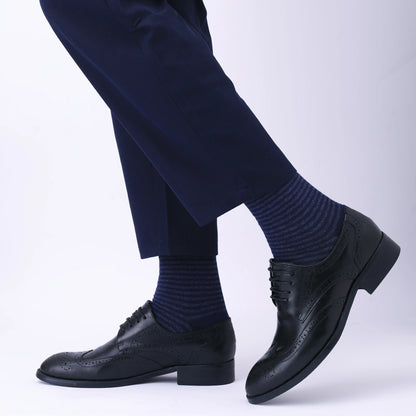 5 Pairs Mens Dress Socks stripe Plus Size，High Quality Combed Cotton Crew Socks，Black Cool Breathable Casual Socks for men FairBrands