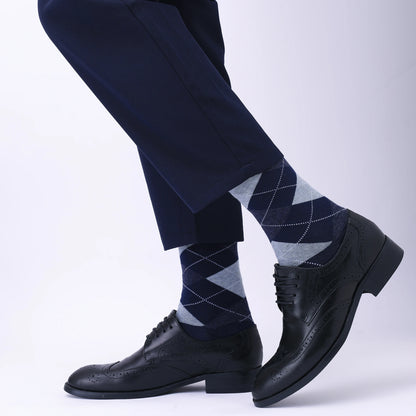 5 Pairs Mens Dress Socks stripe Plus Size，High Quality Combed Cotton Crew Socks，Black Cool Breathable Casual Socks for men FairBrands